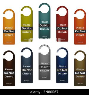 Please do not disturb - multicolored door hanger sign set. Vector template Stock Vector