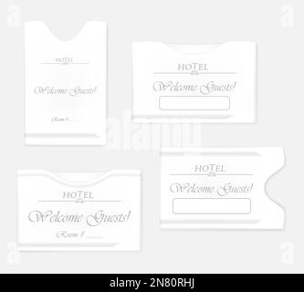 White hotel key card holder set. Hospitality keycard sleeves. Horizontal and vertical envelopes. Vector template Stock Vector