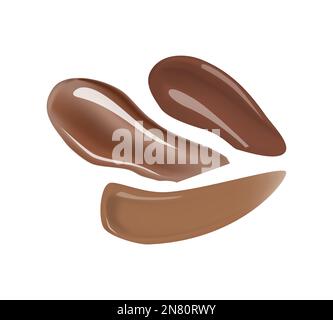 Make-up foundation smeared smudges isolated on white. Makeup concealer swatches Stock Vector