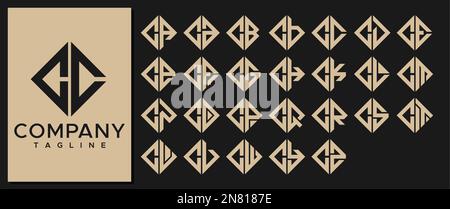 Luxury Square letter C logo design template. Modern line CC C letter logo Stock Vector