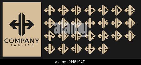 Luxury Square letter H logo design template. Modern line HH H letter logo Stock Vector