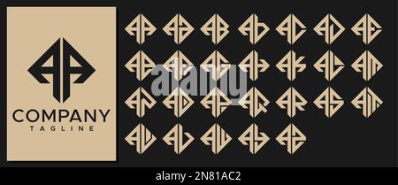 Luxury Square letter A logo design template. Modern line AA A letter logo vector Stock Vector