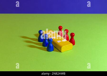 Business people sitting on a table in a meeting room and negotating. Stock Photo