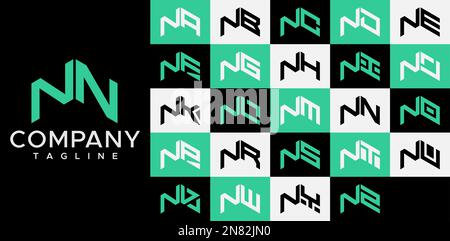 Upward arrow letter N logo design template set. Abstract line NN N letter logo Stock Vector