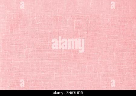 Pink linen pastel fabric, background or texture, closeup, top view, horizontal Stock Photo