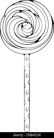Meringue or lollipop on a stick line art Stock Vector