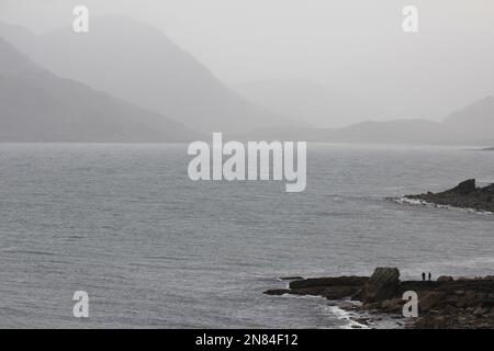 The end of the world on the isle of Skye in Elgol - Scotland Stock Photo