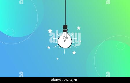 Light bulb on blue and green gradient background. Modern vector light bulb icon. Concept of innovation and creativity. Stock Vector