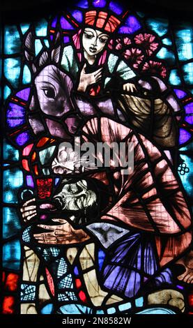 'The Good Samaritan' stained glass Stock Photo