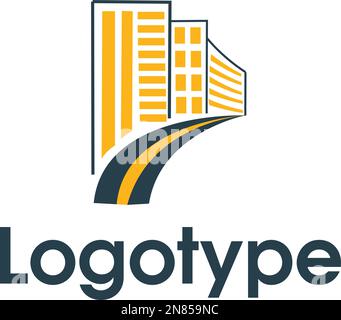 Logo Transport Template Design Vector illustration. Road illustration. Curved highway with markings. Stock Vector