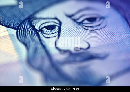 Den Helder, Netherlands. February 2023. An old bank bill of 10 Dutch guilders. High quality photo Stock Photo