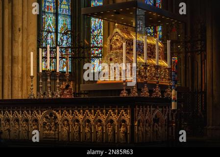 The Shrine of the Three Kings at Cologne Cathedral Interior - Cologne, Germany Stock Photo