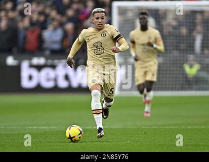 London, UK. 11th Feb, 2023. Enzo Fernandez (Chelsea) during the West Ham vs Chelsea Premier League match at the London Stadium Stratford. Credit: MARTIN DALTON/Alamy Live News Stock Photo