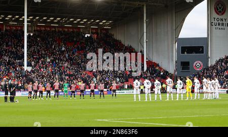 Sheffield, England, 11th February 2023. Minute silence for the Turkish earthquake during the Sky Bet Championship match at Bramall Lane, Sheffield. Picture credit should read: Simon Bellis / Sportimage Credit: Sportimage/Alamy Live News Stock Photo