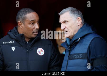 Reading manager Paul Ince with Sunderland manager Tony Mowbray before the Sky Bet Championship match at the Stadium of Light, Sunderland. Picture date: Saturday February 11, 2023. Stock Photo