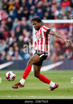 Sunderland's Aji Alese on the ball during the Sky Bet Championship match at the Stadium of Light, Sunderland. Picture date: Saturday February 11, 2023. Stock Photo