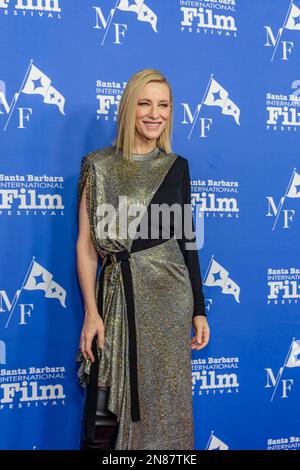 Santa Barbara, USA. 10th Feb, 2023. Cate Blanchett arrives at the 2023 Santa Barbara International Film Festival red carpet event to receive the Outstanding Performer of the Year Award at the Arlington Theatre on February 9, 2023 in Santa Barbara, CA. (Photo by Rod Rolle/Sipa USA) Credit: Sipa USA/Alamy Live News Stock Photo