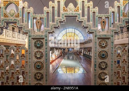 The monumental gate by Sandier at La Piscine, the art museum of Roubaix, Northern France, in the city's former public indoor pool Stock Photo