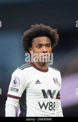 London, UK. 11th Feb, 2023. Willian of Fulham during the Premier League match between Fulham and Nottingham Forest at Craven Cottage, London, England on 11 February 2023. Photo by Salvio Calabrese. Editorial use only, license required for commercial use. No use in betting, games or a single club/league/player publications. Credit: UK Sports Pics Ltd/Alamy Live News Stock Photo