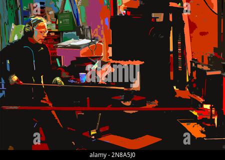Working in the forge workshop Stock Vector