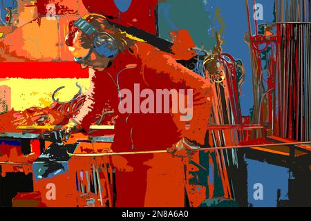 Working in the forge workshop Stock Vector