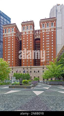 Pittsburgh landmark Omni William Penn Hotel was built in two parts: The three towers facing Mellon Square in 1916, the Grant Street addition in 1929. Stock Photo