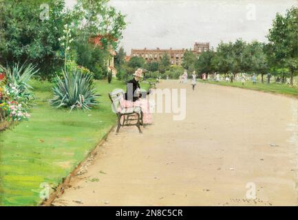 A City Park. William Merritt Chase. c. 1887. Stock Photo