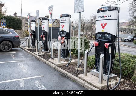 Instavolt EV Rapid Charging Station,Carnforth, Booths Supermarket, Dodgson Croft Road, Kirkby Lonsdale, Carnforth, LA6 2H Stock Photo