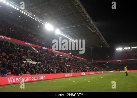 EINDHOVEN - PSV draws attention to stem cell donation during the Dutch premier league match between PSV Eindhoven and FC Groningen at the Phillips stadium on February 11, 2023 in Eindhoven, the Netherlands. ANP JEROEN PUTMANS Stock Photo