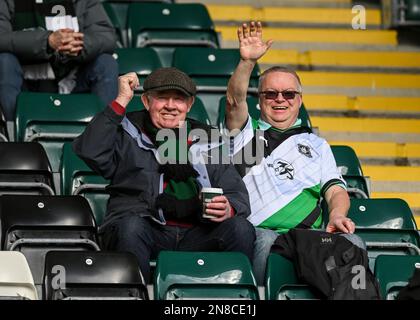 Plymouth Argyle fans during the Sky Bet League 1 match Plymouth Argyle vs Portsmouth at Home Park, Plymouth, United Kingdom. 11th Feb, 2023. (Photo by Stanley Kasala/News Images) in Plymouth, United Kingdom on 2/11/2023. (Photo by Stanley Kasala/News Images/Sipa USA) Credit: Sipa USA/Alamy Live News Stock Photo