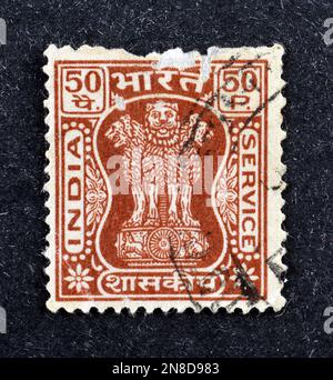 INDIA - CIRCA 1950: A stamp printed in India, shows Lion Capital of ...