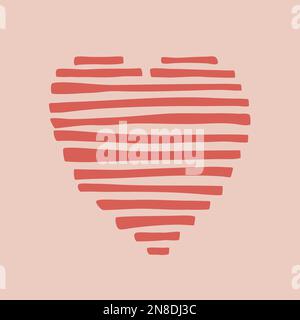 Heart made from lines, abstract heart symbol, minimalistic style vector illustration Stock Vector