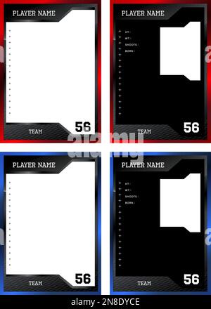 Sport player trading card frame border template design front and back for personnal information and performance Stock Vector