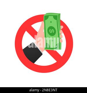 No Cash Money. Prohibition of money. Cash ban icon. Stock Vector