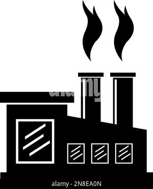 vector illustration of icon of an industrial factory designed in black and white Stock Vector
