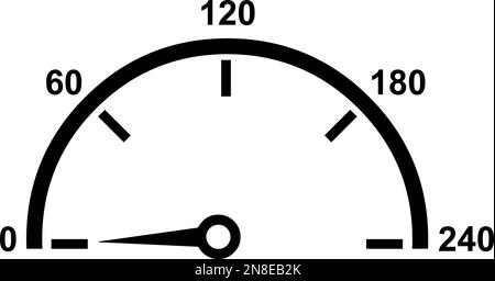 vector illustration of icon of a speedometer with speeds from 0 km to 240 km Stock Vector