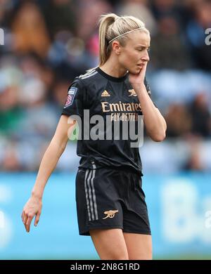 Manchester, UK. 11th February 2023. Leah Williamson of Arsenal reacts during the The FA Women's Super League match at the Academy Stadium, Manchester. Picture credit should read: Cameron Smith / Sportimage Credit: Sportimage/Alamy Live News Stock Photo