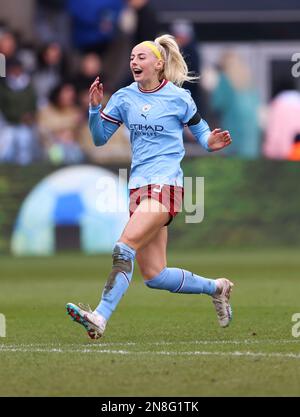 Manchester, UK. 11th February 2023. Chloe Kelly of Manchester City reacts during the The FA Women's Super League match at the Academy Stadium, Manchester. Picture credit should read: Cameron Smith / Sportimage Credit: Sportimage/Alamy Live News Stock Photo