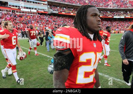 02 February 2011: Kansas City Chiefs running back, Jamaal Charles and CBS  Sports analyst Phil Simms at the FedEx air and Ground Players of the Year  press conference during Super Bowl XLV