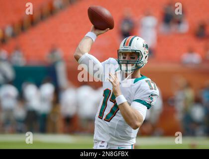 Miami Dolphins quarterback Ryan Tannehill throws a pass during