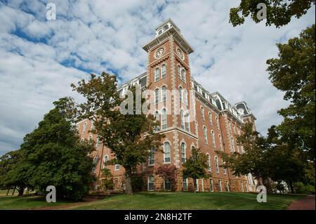 The Old Main clock tower, the oldest building on the University of Arkansas campus, USA Stock Photo