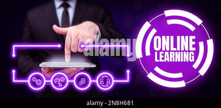 Conceptual display Online Learning. Word for Larning with the assistance of the Internet and a computer Stock Photo