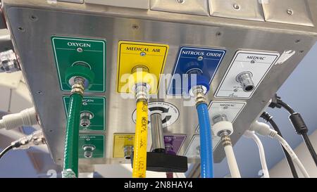 Anesthesia Machine in the Operating room with oxygen Stock Photo