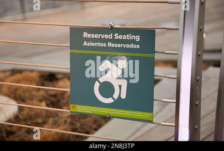 Handicap sign parking lot accessible symbol Stock Photo