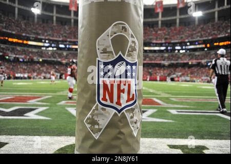 Salute To Service signage on the field during the first half in an