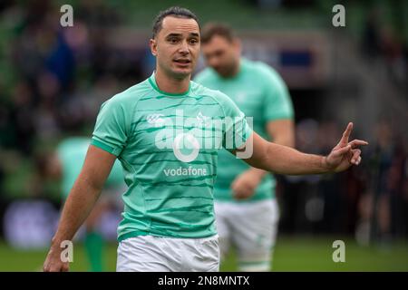 Dublin, Ireland. 11th Feb, 2023. James Lowe of Ireland during the Guinness Six Nations Cup Round 2 match between Ireland and France at Aviva Stadium in Dublin, Ireland on February 11, 2023 (Photo by Andrew SURMA/ Credit: Sipa USA/Alamy Live News Stock Photo