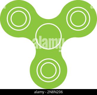 Three-bladed fidget spinner - popular toy and anti-stress tool. Green simple flat vector icon isolated on white background. Stock Vector