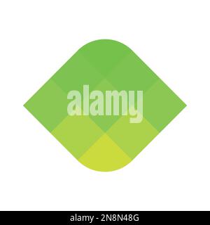 Green pixelized mosaic logo design element. Abstract shape of multiple squares. Simple flat vector graphic symbol Stock Vector