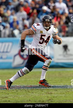 Chicago Bears linebacker Brian Urlacher (54) watches the action on