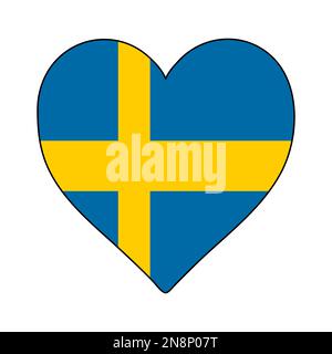 Sweden Heart Shape Flag. Love Sweden. Visit Sweden. Northern Europe. Europe. European Union. Vector Illustration Graphic Design. Stock Vector